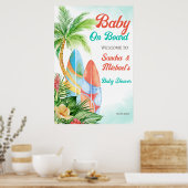 Baby an Bord Tropical Surfbaby Dusche willkommen Poster (Küche)
