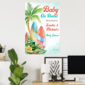 Baby an Bord Tropical Surfbaby Dusche willkommen Poster (Heimbüro)