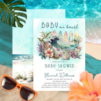 Baby an Bord Tropical Surfing Floral Baby Shower
