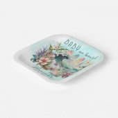 Baby an Bord Tropical Surfing Floral Baby Shower Pappteller (Gewinkelt)