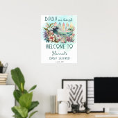 Baby an Bord Tropical Surfing Floral Baby Shower Poster (Heimbüro)
