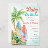 Baby an Bord Tropical Surfstrand Babydusche Einladung (Vorderseite)