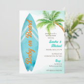 Baby an Bord Tropical Surfstrand Babydusche Einladung (Stehend Vorderseite)