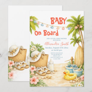 Baby An Bord   Tropische Strand-Babyparty Einladung