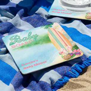 Baby an Bord Tropischer Sommerstrand Rechteckiger Pappuntersetzer