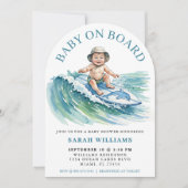 Baby an Bord Wasserfarbe Surfbabydusche Einladung (Vorderseite)