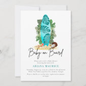 Baby an Bord Wasserfarben Surfbrett Babydusche Einladung (Vorderseite)