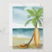 Baby an Bord Wasserfarben Surfstrand Babydusche Einladung (Rückseite)