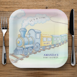 Baby an Bord Wasserfarbenzug Kinderdusche Pappteller