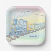 Baby an Bord Wasserfarbenzug Kinderdusche Pappteller (Vorderseite)