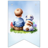 Baby and Bulldog Puppy ist eine Kinderdusche Wimpelkette (Erste Fahne)