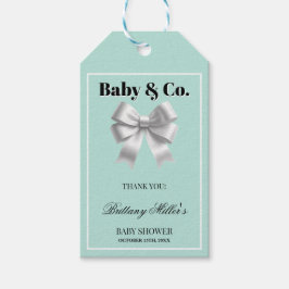 Baby and Co. Silver Bow Whimsy Baby Shower Geschenkanhänger
