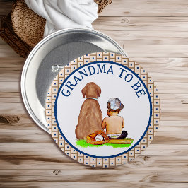 Baby and Dog Baseball Baby Dusche Oma zu sein Button