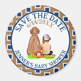 Baby and Dog Baseball Baby Dusche Save the Date Magnet