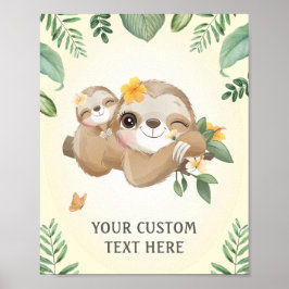 Baby and Mommy Sloths Baby Dusche Sprinkle Kinderz Poster