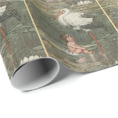 Baby and Stork Vintag Retro Kindermädchen Geschenkpapier (Rolleneckpunkt)