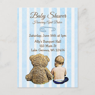 Baby and Teddy Bear Baby Showcard Einladungen