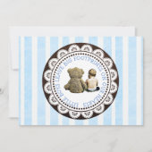 Baby and Teddy Bear Boys Kinderdusche Einladung (Vorderseite)