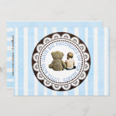 Baby and Teddy Bear Boys Kinderdusche Einladung (Vorne/Hinten)