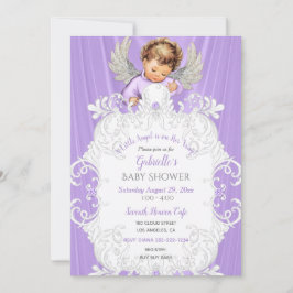 Baby Angel Lavender Silver Light Skin Tone Einladung