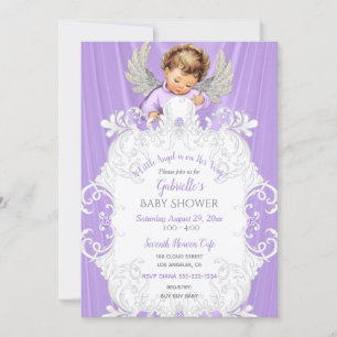 Baby Angel Lavender Silver Light Skin Tone Einladung