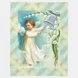 Baby Angel mit Blausenglocke Fleece Blanket