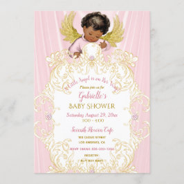 Baby Angel Pink Gold Girl American Einladung