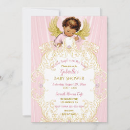 Baby Angel Pink Gold Girl Ethnic Einladung
