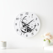 Baby Angel Schlafen auf dem Mondbeet Zeichnend Große Wanduhr (Zuhause)