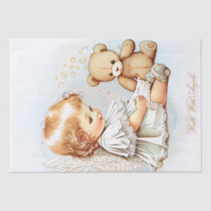 Baby Angel und Teddy Bear Watercolor Seidenpapier