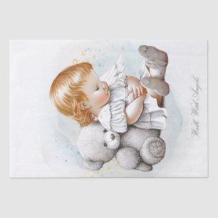 Baby Angel und Teddy Bear Watercolor Seidenpapier