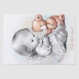 Baby Angel und Teddy Bear Watercolor Seidenpapier