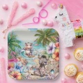 Baby Animal Beach Party Plate Pappteller (Party)