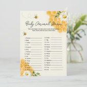Baby Animal BEE Baby Shower Game Card Einladung (Stehend Vorderseite)