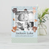 Baby Animal Boy Foto Geburtshinweise Ankündigung (Stehend Vorderseite)