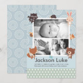 Baby Animal Boy Foto Geburtshinweise Ankündigung (Vorne/Hinten)