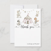 Baby Animal Circus Baby Dusche Danke Karte (Vorderseite)