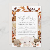 Baby Animal Fall Animals Floral Baby Dusche Einladung (Vorne/Hinten)