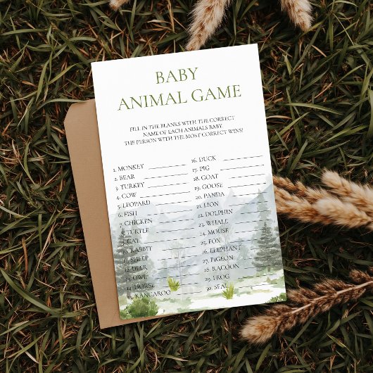Baby Animal Game Adventure Mountain Baby Dusche Flyer