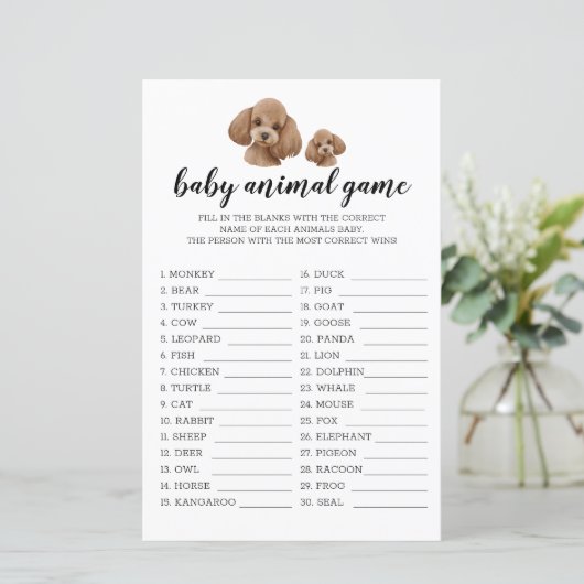 Baby Animal Game Brown Toy Poodle Watercolor (Stehend Vorderseite)