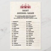 Baby Animal Game Circus Karneval Retro Baby Dusche (Vorderseite)