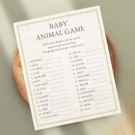 Baby Animal Game unser nächstes Kapitel Baby Dusch Flyer