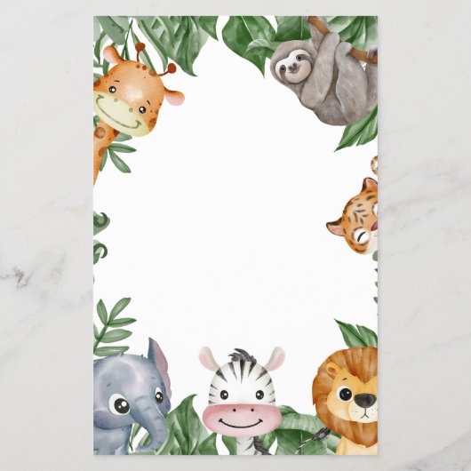 Baby Animal Game Wild One Safari Baby Shower Flyer (Hinten)