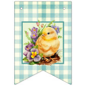 Baby Animal Green Gingham Happy Birthday Wimpelkette (Erste Fahne)