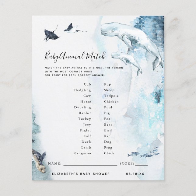 Baby Animal Match | Baby Showspiel (Vorderseite)