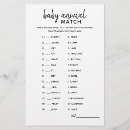Baby Animal Match Minimalistisch Baby Shower Game
