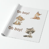 Baby Animal Oh Boy Baby Dusche Geschenkpapier (Ungerollt)