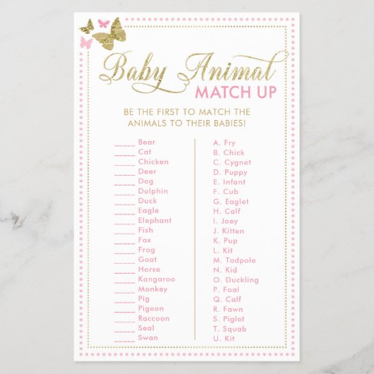 Baby Animal Quiz Baby Showspiel Flyer (Vorne)
