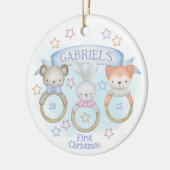 Baby Animal Rattles Baby's First Christmas Keramik Ornament (Links)