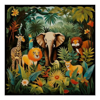 Baby Animal Safari Print für ein Kinderzimmer Poster